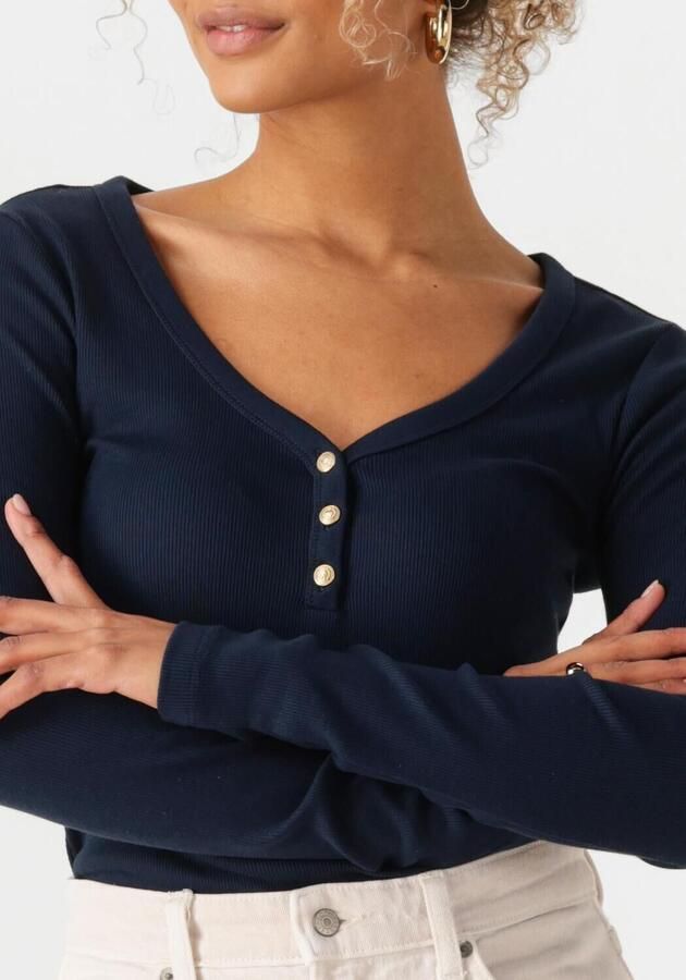 Tommy Hilfiger Shirt met lange mouwen SLIM HENLEY GB SCOOP-NK LS met ribstructuur met metalen label