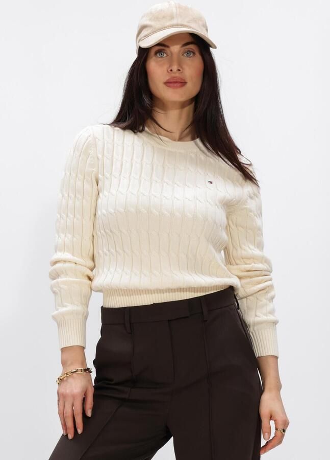 TOMMY HILFIGER Dames Truien & Vesten Co Cable Mid Gg C-nk Ls Swt Creme