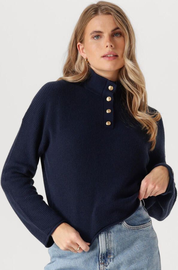 TOMMY HILFIGER Dames Truien & Vesten Gold Button Polo Ls Sweater Blauw - Foto 4