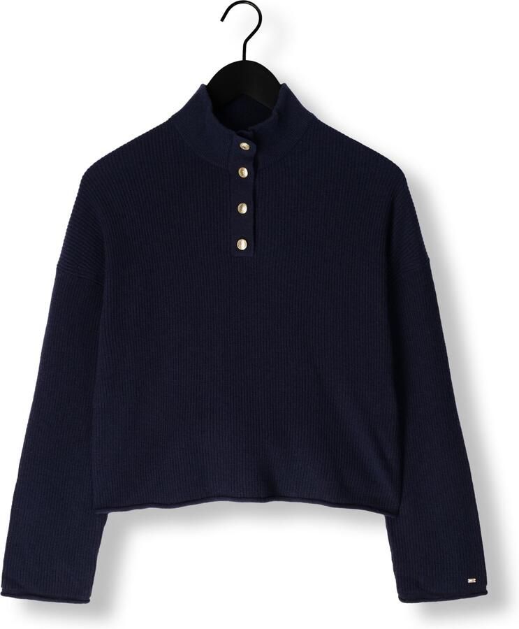 TOMMY HILFIGER Dames Truien & Vesten Gold Button Polo Ls Sweater Blauw