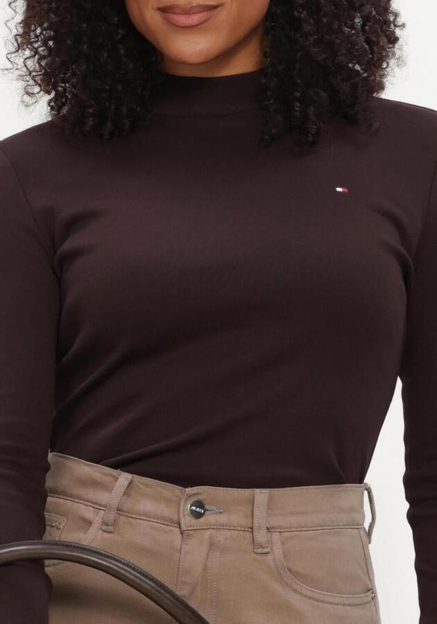 TOMMY HILFIGER Dames Truien & Vesten Slim Cody Mock-nk Ls Tee Bruin - Foto 4