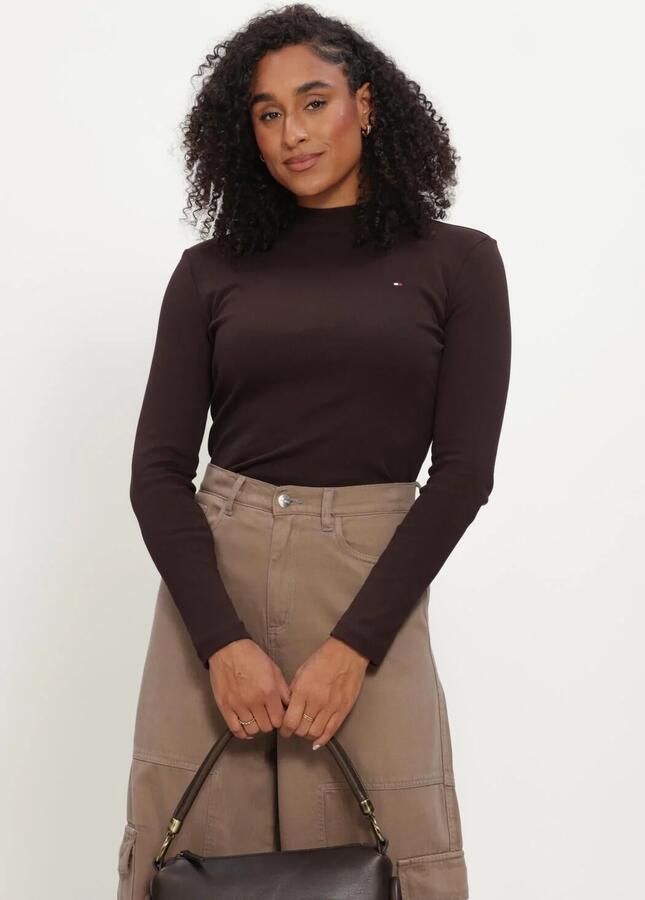 TOMMY HILFIGER Dames Truien & Vesten Slim Cody Mock-nk Ls Tee Bruin