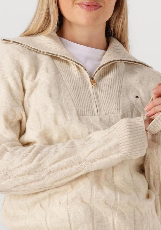 TOMMY HILFIGER Dames Truien & Vesten Soft Wool Cable 1 2 Zip Ls Swt Creme