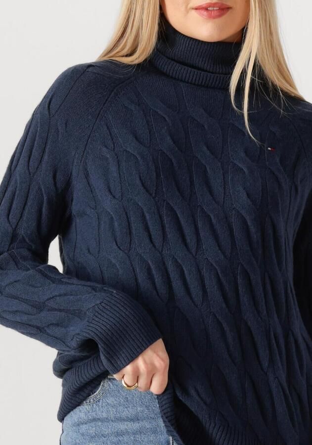 Tommy Hilfiger Coltrui SOFT WOOL CABLE ROLL-NK LS SWT met kabelpatroon van zuivere wol