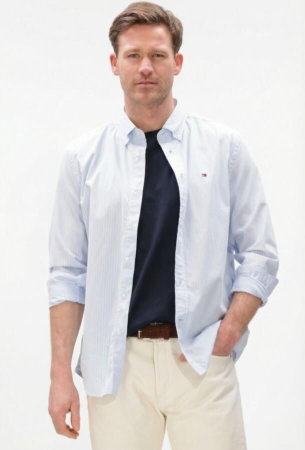 TOMMY HILFIGER Heren Overhemden Core Hairline Poplin Rf Shirt Lichtblauw