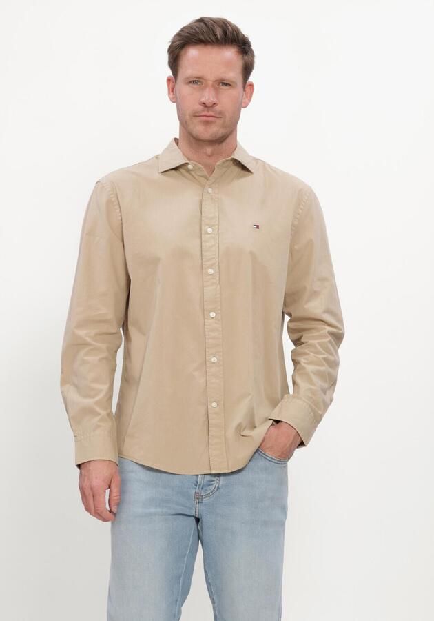 TOMMY HILFIGER Heren Overhemden Gmd Poplin Semi Spread Rf Sht Beige