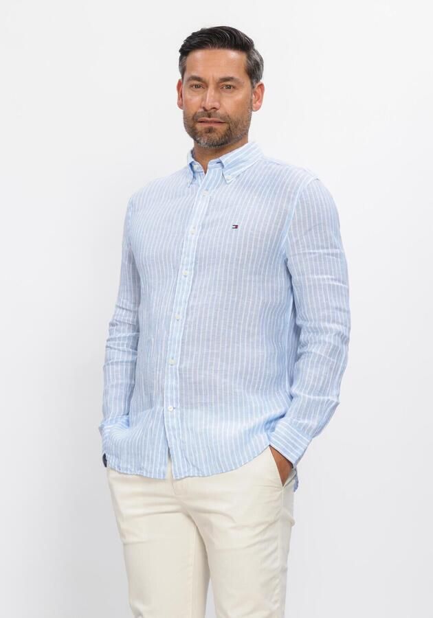 TOMMY HILFIGER Heren Overhemden Linen Bengal Stripe Rf Shirt Lichtblauw