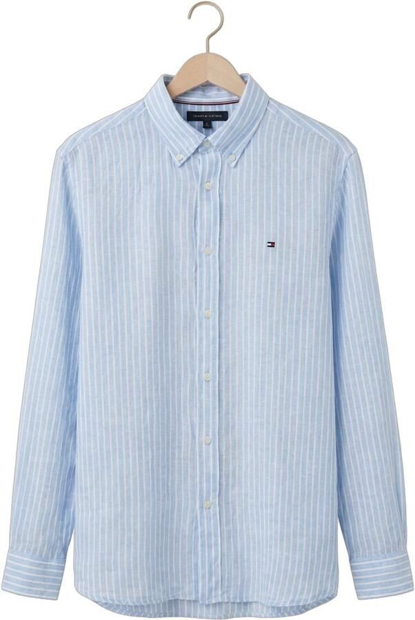 TOMMY HILFIGER Heren Overhemden Linen Bengal Stripe Rf Shirt Lichtblauw - Foto 4