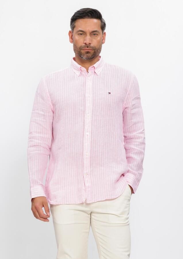 TOMMY HILFIGER Heren Overhemden Linen Bengal Stripe Rf Shirt Roze