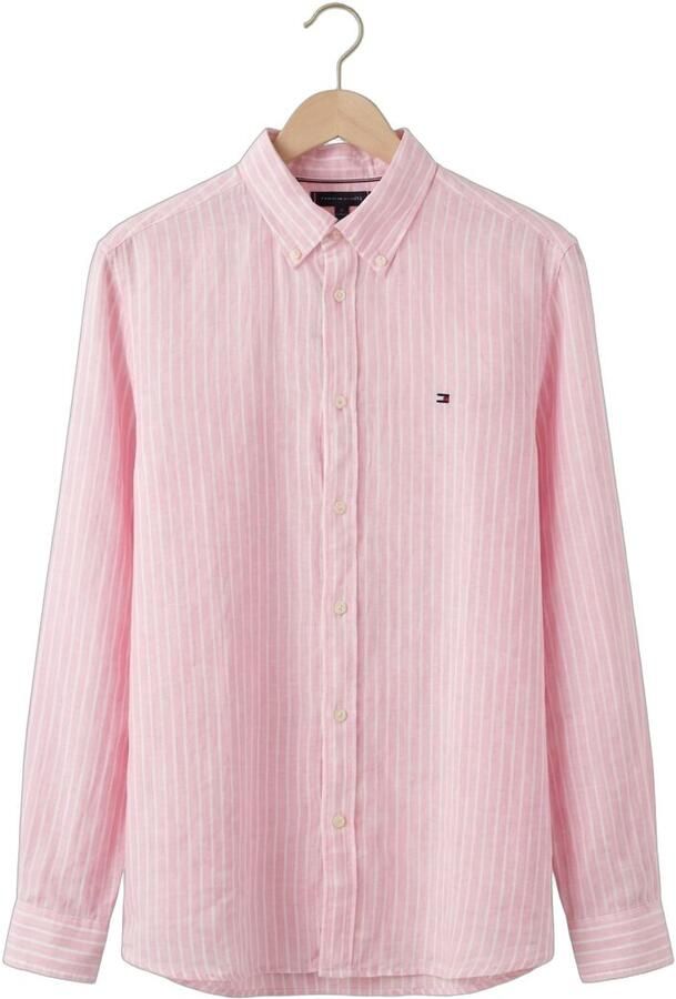 TOMMY HILFIGER Heren Overhemden Linen Bengal Stripe Rf Shirt Roze - Foto 4