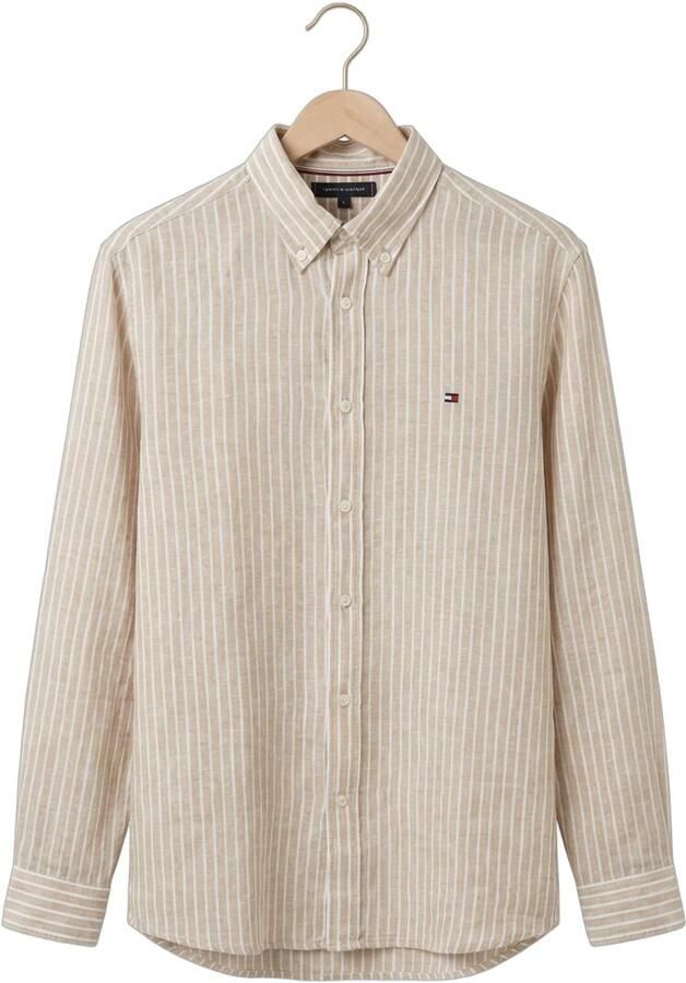 TOMMY HILFIGER Heren Overhemden Linen Bengal Stripe Rf Shirt Zand - Foto 4