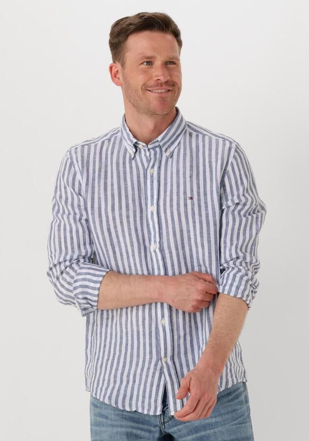 TOMMY HILFIGER Heren Overhemden Linen Essential Stripe Rf Shirt Blauw - Foto 4