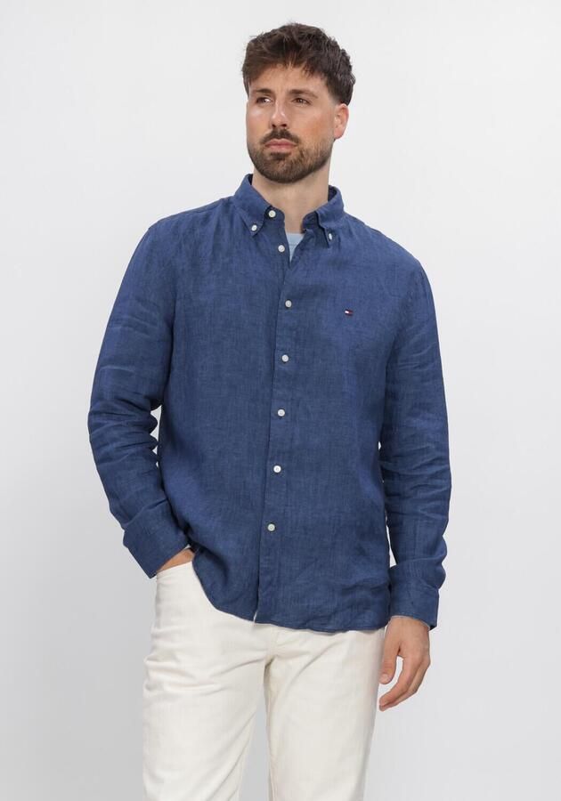 TOMMY HILFIGER Heren Overhemden Pigment Dyed Li Solid Rf Shirt Blauw