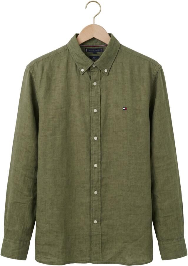 TOMMY HILFIGER Heren Overhemden Pigment Dyed Li Solid Rf Shirt Groen - Foto 2