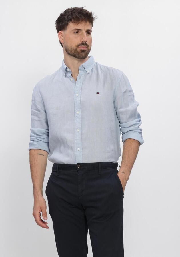 TOMMY HILFIGER Heren Overhemden Pigment Dyed Li Solid Rf Shirt Lichtblauw