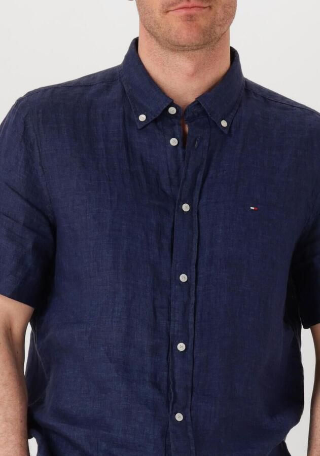TOMMY HILFIGER Heren Overhemden Pigment Dyed Linen Rf Shirt S s Donkerblauw