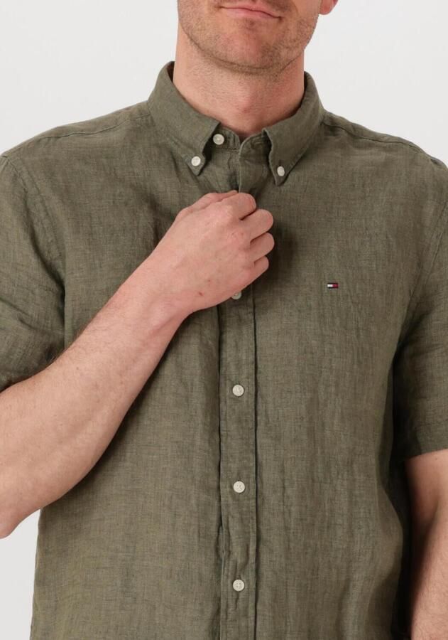 TOMMY HILFIGER Heren Overhemden Pigment Dyed Linen Rf Shirt S s Groen