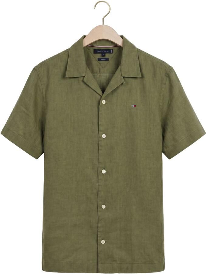 TOMMY HILFIGER Heren Overhemden Sorona Linen Camp Ss Rf 1 2 Khaki - Foto 2