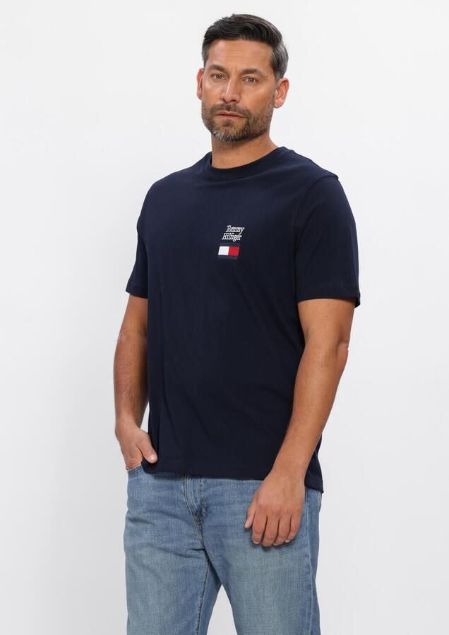 TOMMY HILFIGER Heren Polo's & T-shirts Brand Love Text Stack Tee Donkerblauw