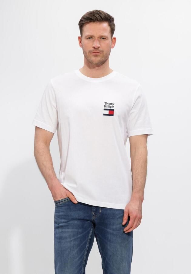 TOMMY HILFIGER Heren Polo's & T-shirts Brand Love Text Stack Tee Wit