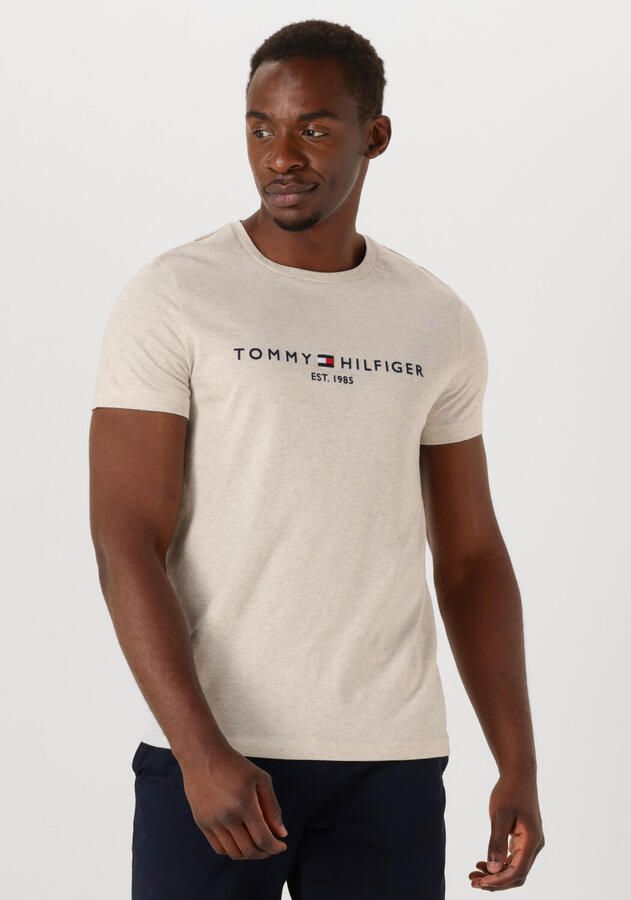 Tommy Hilfiger T-shirt Korte Mouw Slim Logo Embroidery T-Shirt Heathered Oatmilk - Foto 4