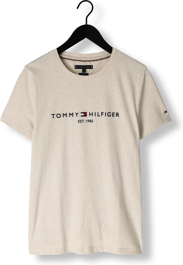 Tommy Hilfiger T-shirt Korte Mouw Slim Logo Embroidery T-Shirt Heathered Oatmilk - Foto 3