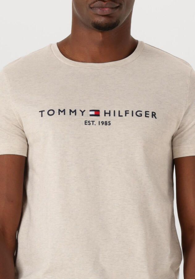 Tommy Hilfiger T-shirt Korte Mouw Slim Logo Embroidery T-Shirt Heathered Oatmilk