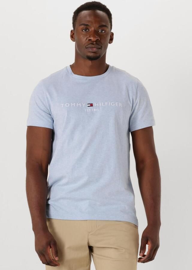 Tommy Hilfiger T-shirt Korte Mouw Slim Logo Embroidery T-Shirt Heathered Blue - Foto 4