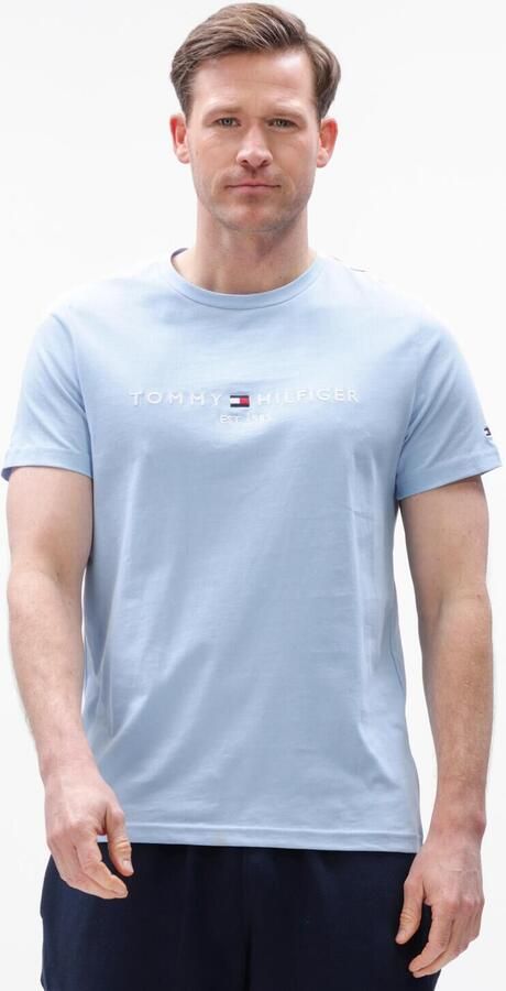 TOMMY HILFIGER Heren Polo's & T-shirts Tommy Logo Tee Lichtblauw