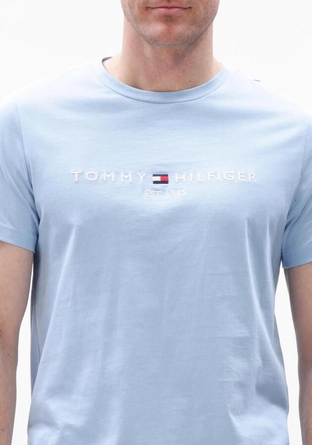 TOMMY HILFIGER Heren Polo's & T-shirts Tommy Logo Tee Lichtblauw - Foto 3