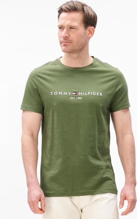 TOMMY HILFIGER Heren Polo's & T-shirts Tommy Logo Tee Olijf