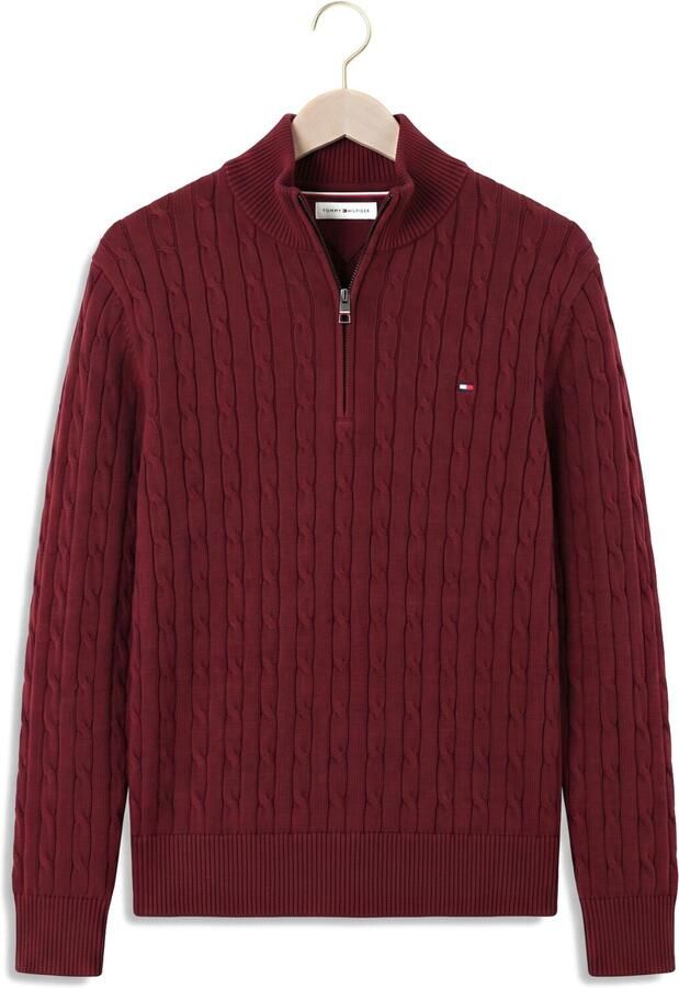 TOMMY HILFIGER Heren Truien & Vesten Classic Cotton Cable Zip Mock Bordeaux - Foto 3