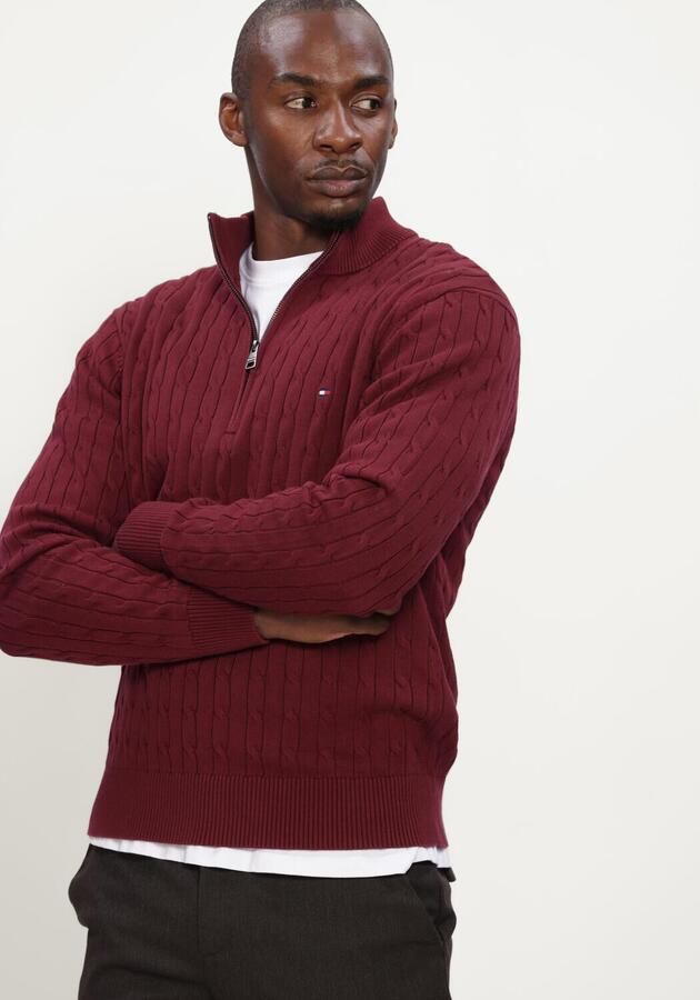 TOMMY HILFIGER Heren Truien & Vesten Classic Cotton Cable Zip Mock Bordeaux - Foto 2