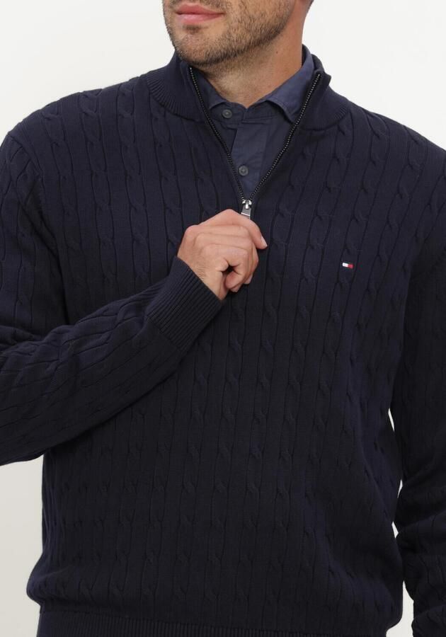 TOMMY HILFIGER Heren Truien & Vesten Classic Cotton Cable Zip Mock Donkerblauw - Foto 3