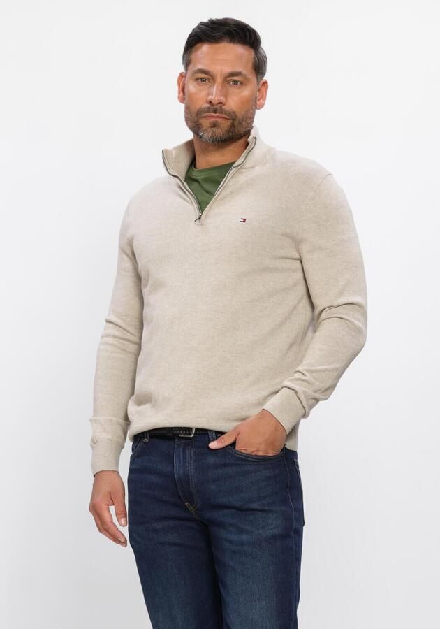 TOMMY HILFIGER Heren Truien & Vesten Essential Cotton Zip Mock Beige