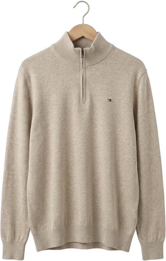 TOMMY HILFIGER Heren Truien & Vesten Essential Cotton Zip Mock Beige - Foto 4