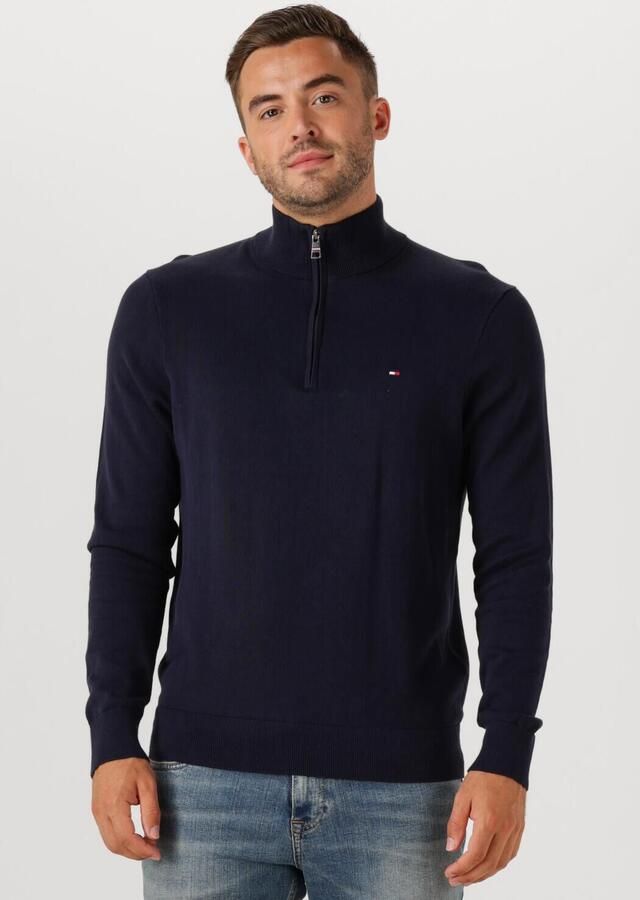 TOMMY HILFIGER Heren Truien & Vesten Essential Cotton Zip Mock Donkerblauw - Foto 4