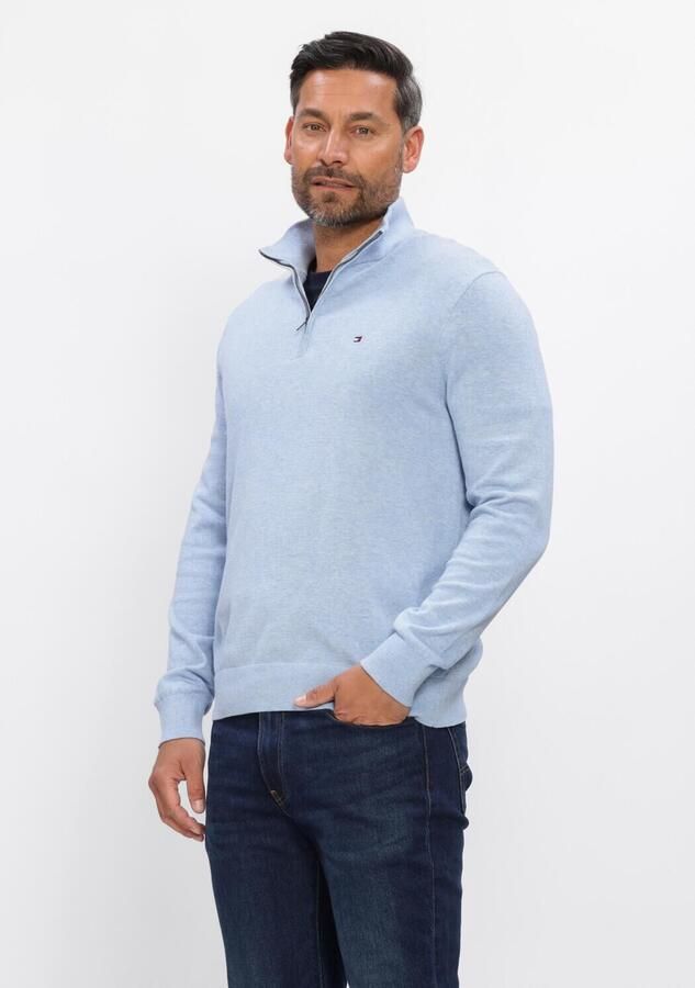 TOMMY HILFIGER Heren Truien & Vesten Essential Cotton Zip Mock Lichtblauw