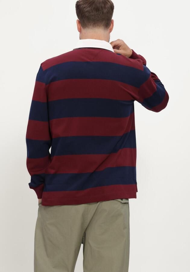 Tommy Hilfiger Rugby regular fit gestreepte sweater bordeaux donkerblauw - Foto 3