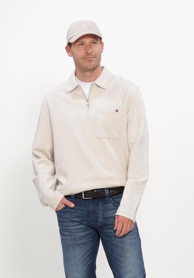TOMMY HILFIGER Heren Truien & Vesten Essential Terry Pocket 1 4 Zip Ecru