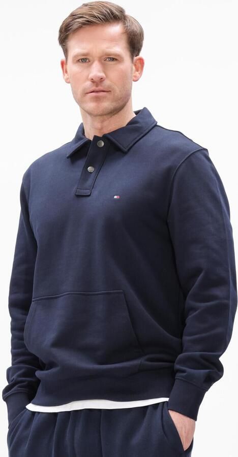TOMMY HILFIGER Heren Truien & Vesten Essential Terry Polo Snap Sweat Donkerblauw