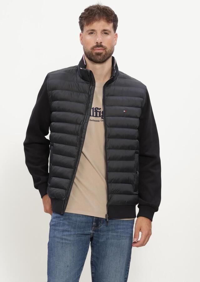 Tommy Hilfiger regular fit gebreid jack met doorgestikte inzet van katoenmix