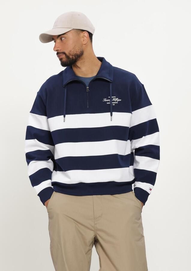 TOMMY HILFIGER Heren Truien & Vesten Nautical Block Stripe 1 4 Zip Donkerblauw