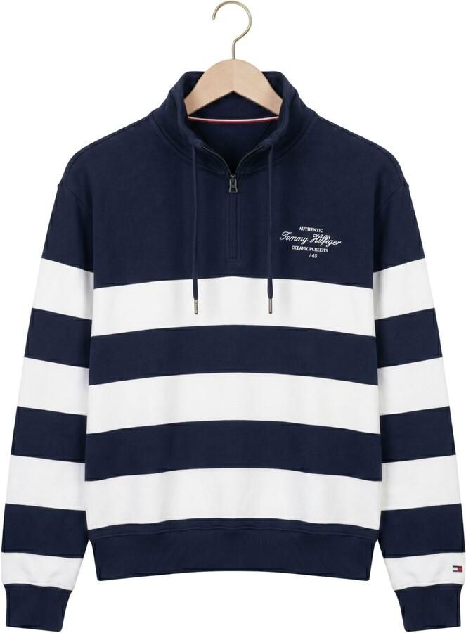 TOMMY HILFIGER Heren Truien & Vesten Nautical Block Stripe 1 4 Zip Donkerblauw - Foto 2