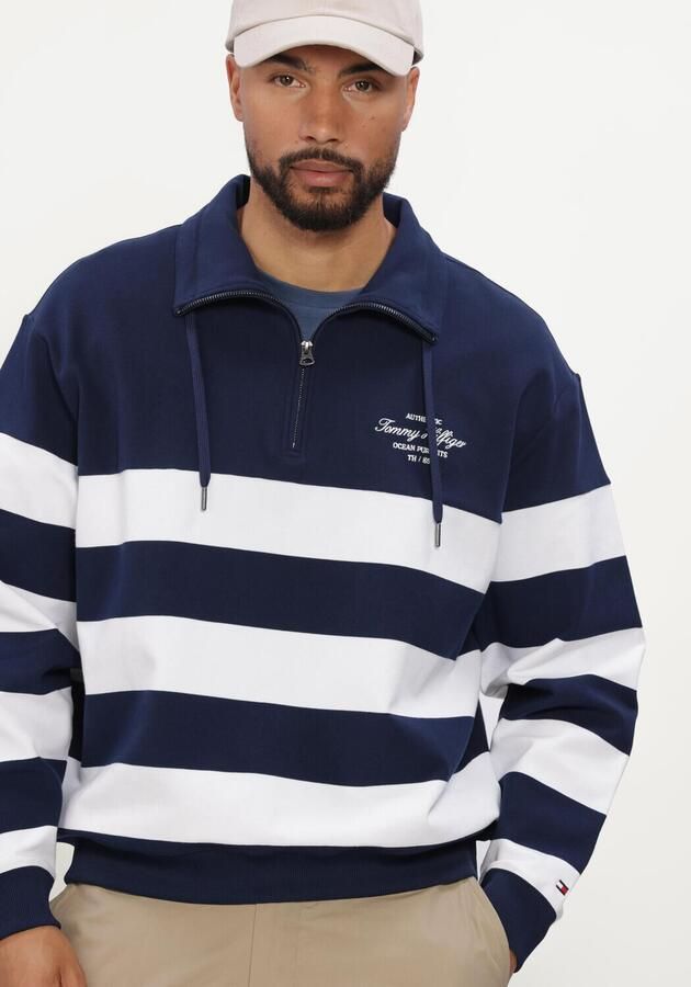 TOMMY HILFIGER Heren Truien & Vesten Nautical Block Stripe 1 4 Zip Donkerblauw - Foto 4