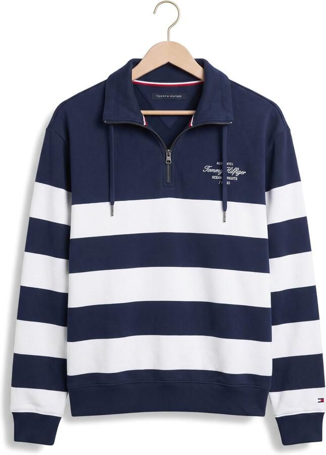TOMMY HILFIGER Heren Truien & Vesten Nautical Block Stripe 1 4 Zip Donkerblauw - Foto 2