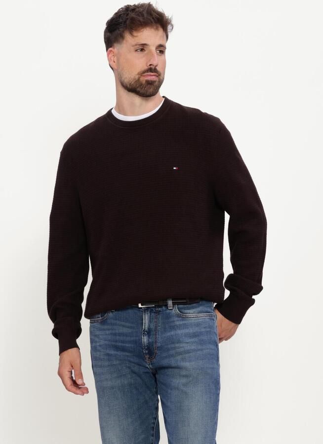 TOMMY HILFIGER Heren Truien & Vesten Pima Ctn Cash Structure Crewneck Bruin