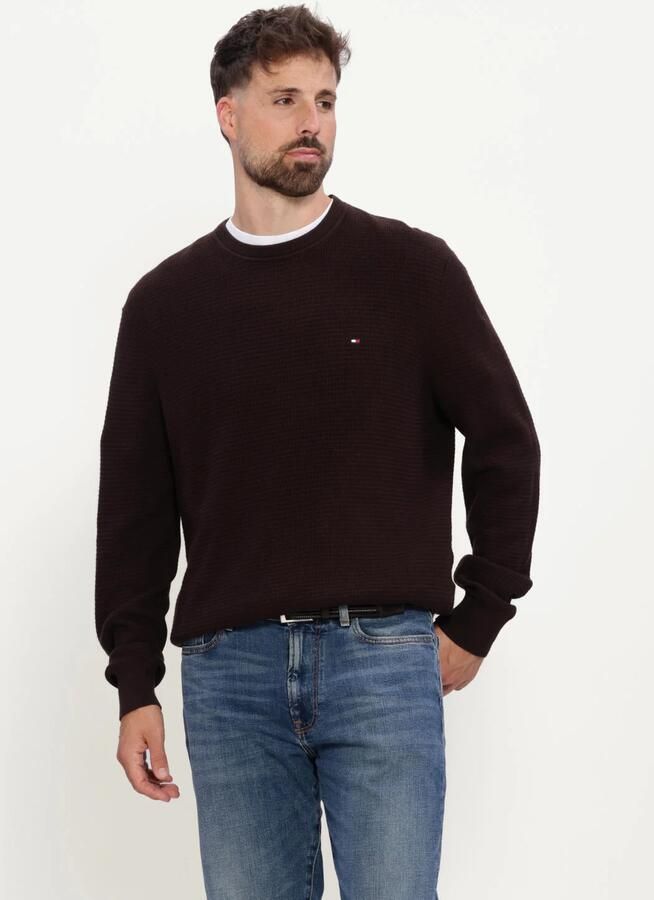 TOMMY HILFIGER Heren Truien & Vesten Pima Ctn Cash Structure Crewneck Bruin