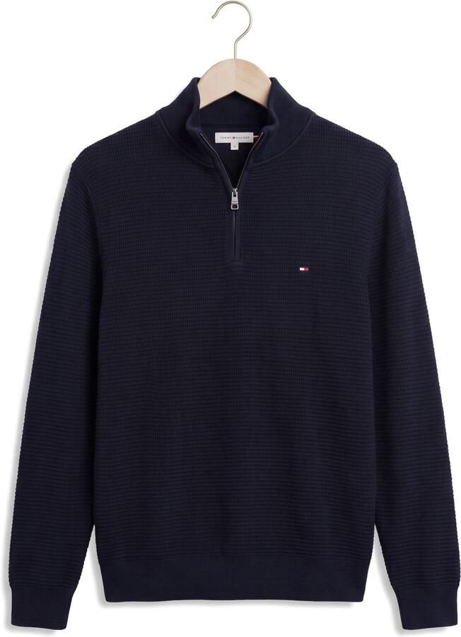 TOMMY HILFIGER Heren Truien & Vesten Pima Ctn Cash Structure Zip Mock Donkerblauw - Foto 2
