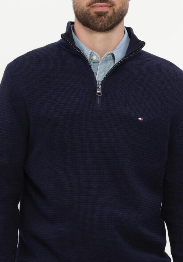 TOMMY HILFIGER Heren Truien & Vesten Pima Ctn Cash Structure Zip Mock Donkerblauw - Foto 3